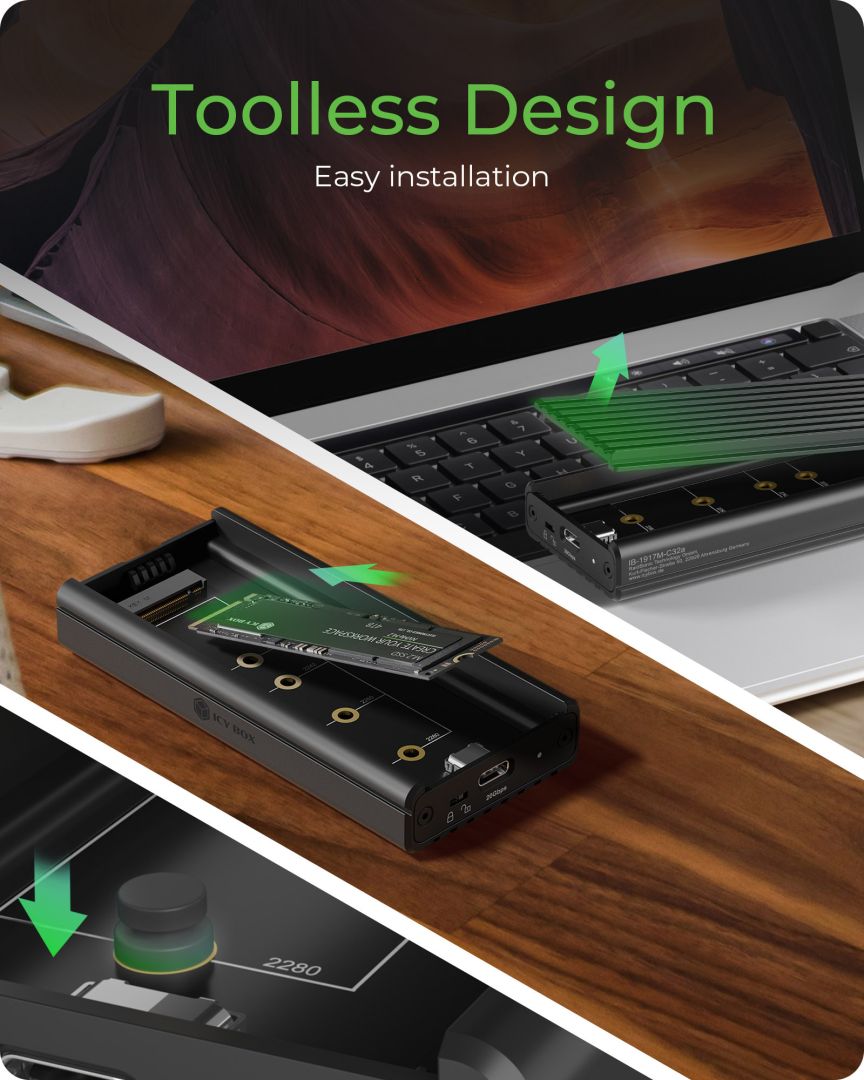 Raidsonic Icy Box IB-1917M-C32a M.2 NVMe SSD Enclosure via USB 3.2 Gen 2x2 Type-C