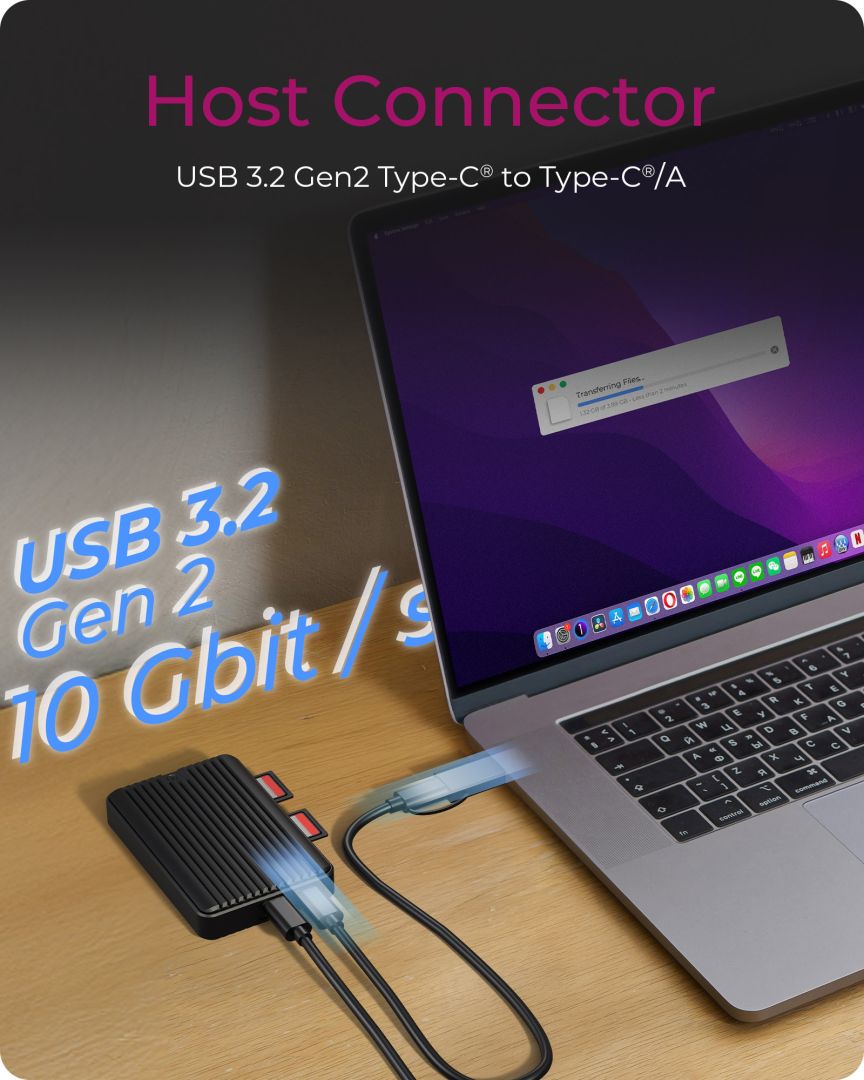 Raidsonic IcyBox IB-CR602M-C31 M.2 SSD Enclosure for M.2 NVMe & SATA SSD with dual SD 4.0 card reader