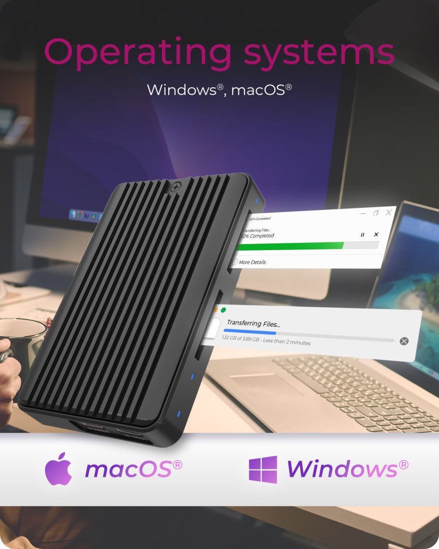 Raidsonic IcyBox IB-CR602M-C31 M.2 SSD Enclosure for M.2 NVMe & SATA SSD with dual SD 4.0 card reader