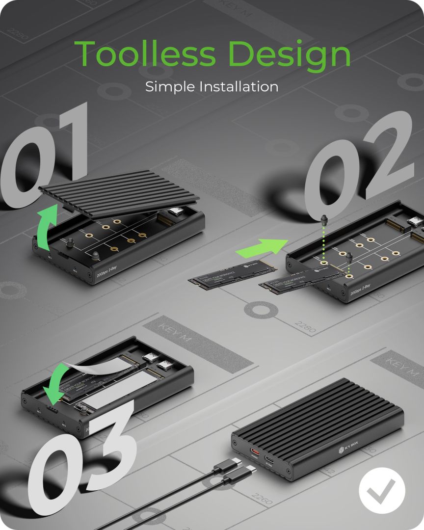 Raidsonic IcyBox IB-2817M-C32 Enclosure for 2x NVMe SSD with USB 3.2 Gen 2x2 Type-C connection