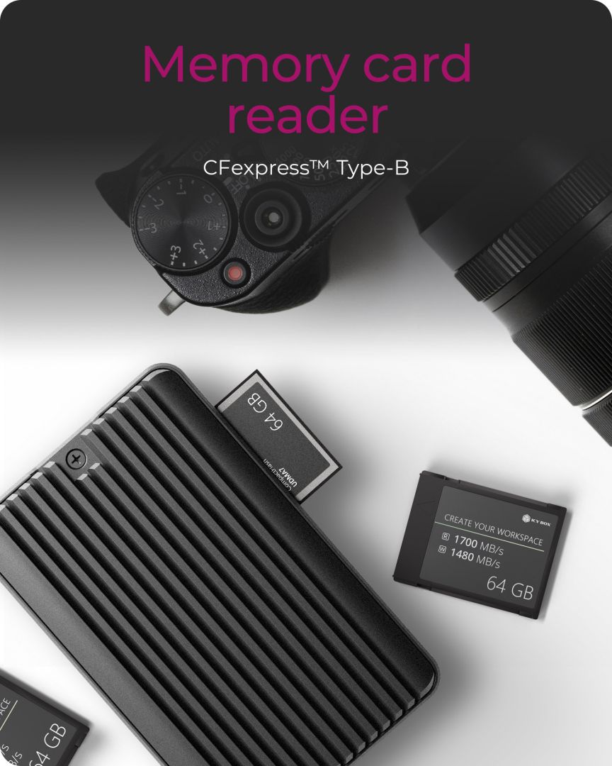 Raidsonic IcyBox IB-CR601M-C31 M.2 SSD Enclosure for M.2 NVMe & SATA SSD with integrated CFexpress Type-B card reader