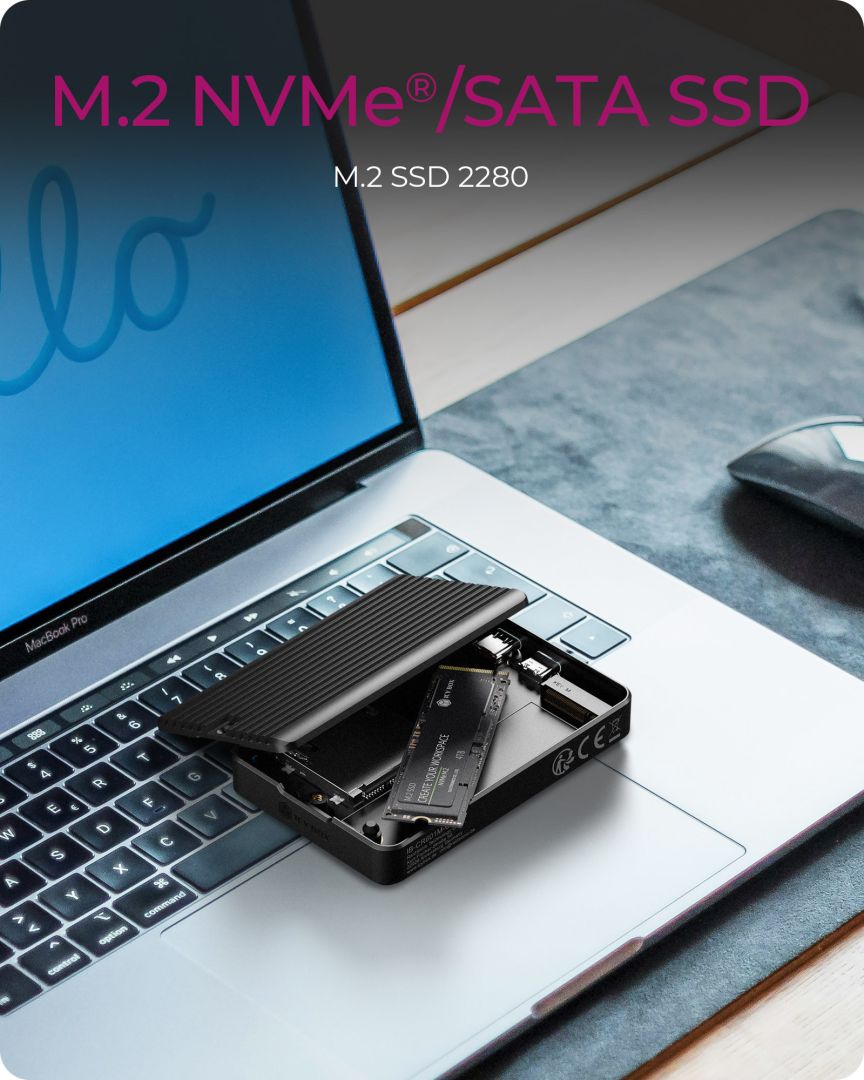 Raidsonic IcyBox IB-CR601M-C31 M.2 SSD Enclosure for M.2 NVMe & SATA SSD with integrated CFexpress Type-B card reader