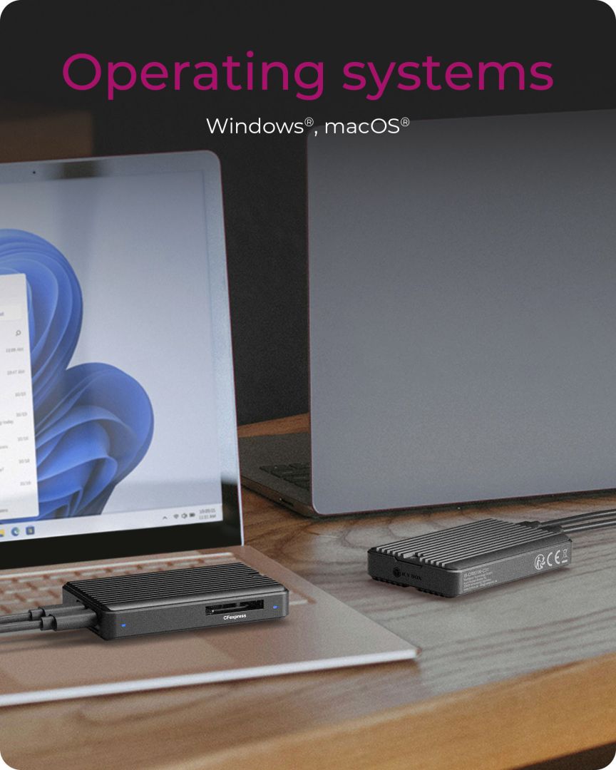 Raidsonic IcyBox IB-CR601M-C31 M.2 SSD Enclosure for M.2 NVMe & SATA SSD with integrated CFexpress Type-B card reader