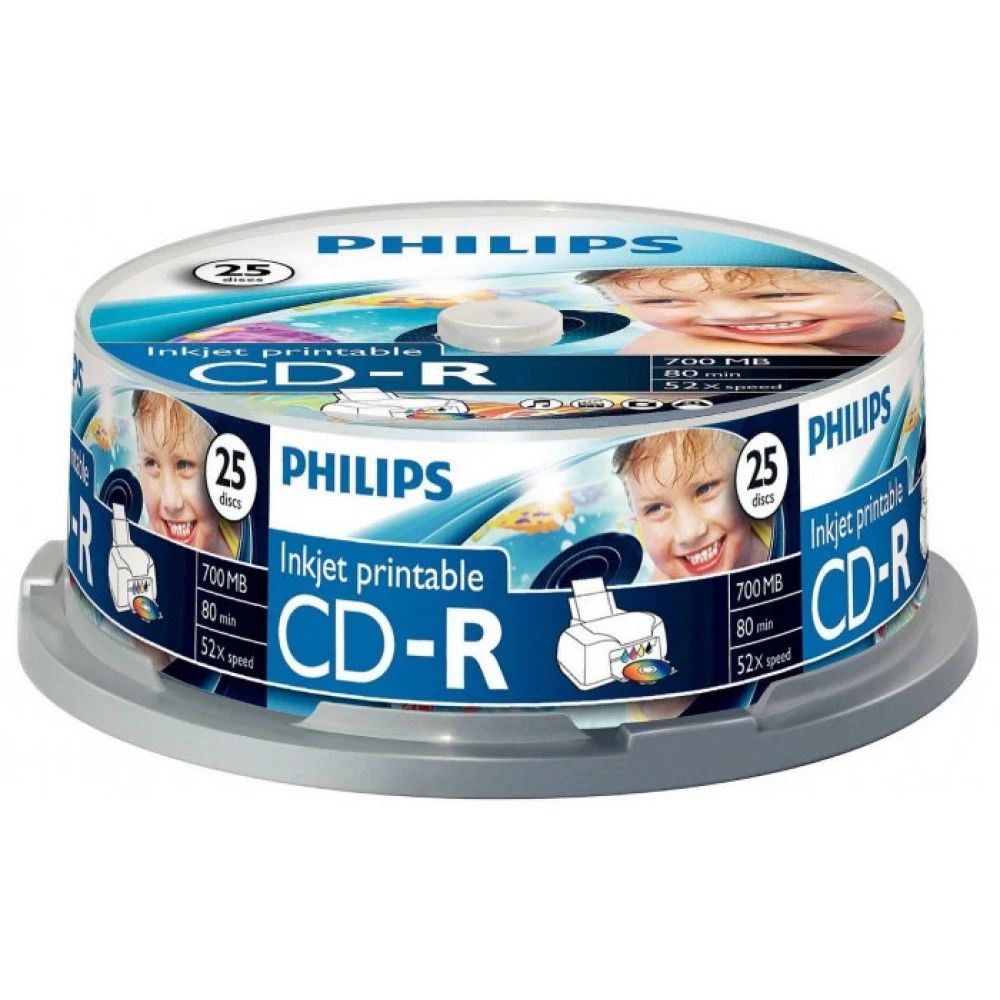 Philips CD-R 80 52x 25db/henger nyomtatható (25-ös címke)
