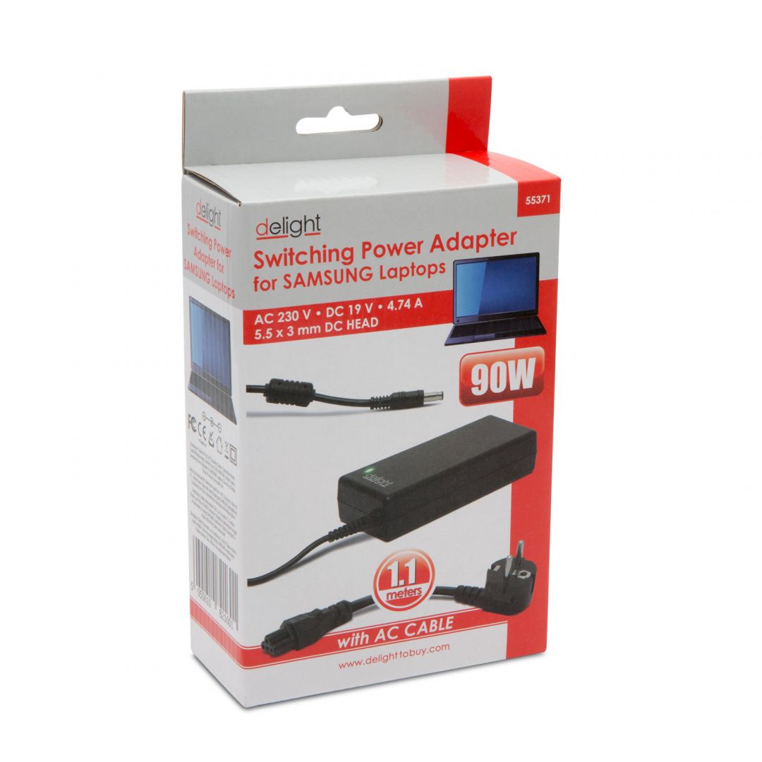 Delight 55371 19V / 4,74A 90W 5,5x3mm Samsung hálózati notebook töltő