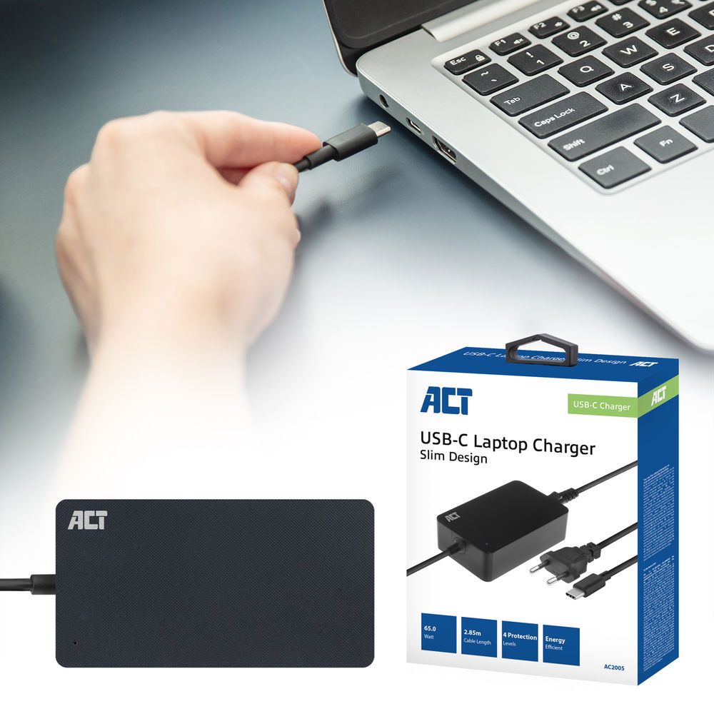 ACT AC2005 20V / 3,25A 65W Type-C univerzális hálózati notebook töltő