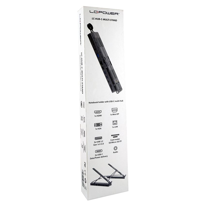 LC Power LC-HUB-C-MULTI-STAND Notebook állvány USB-C Multi Hub Silver