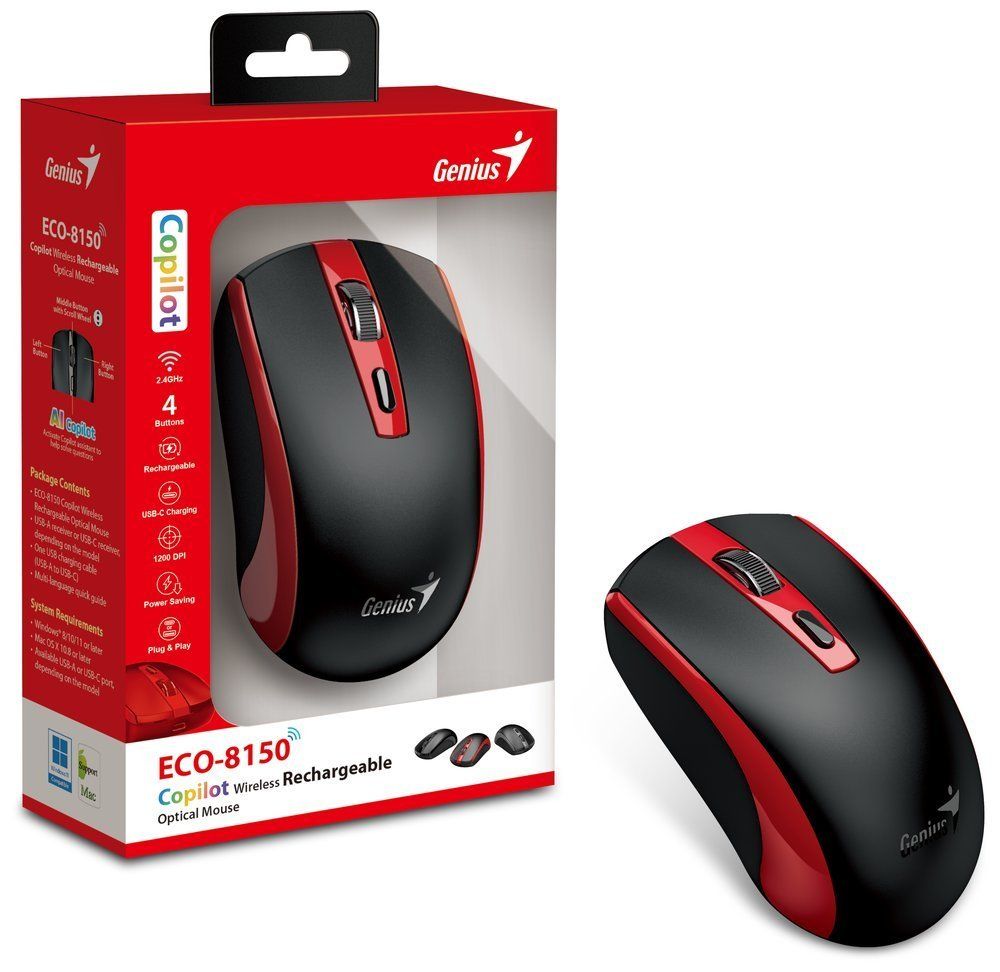 Genius ECO-8150 Wireless Mousre Black/Red