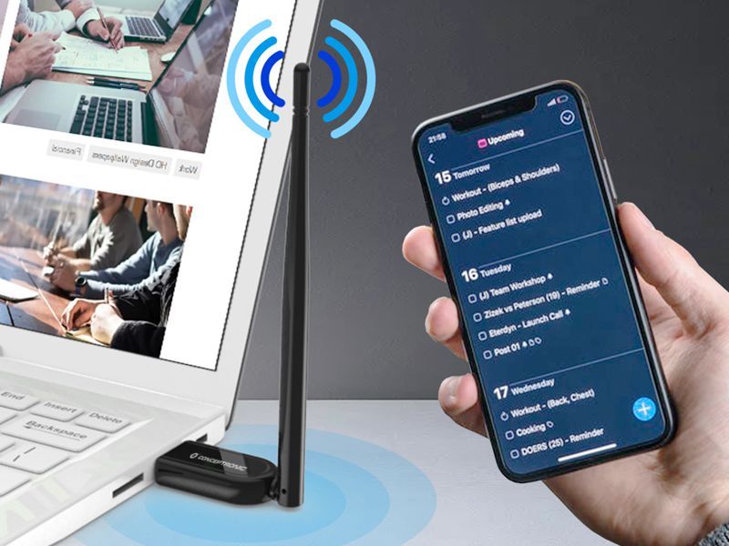 Conceptronic  ABBY07B Long Range Bluetooth 5.1 USB Adapter with External Antenna Black