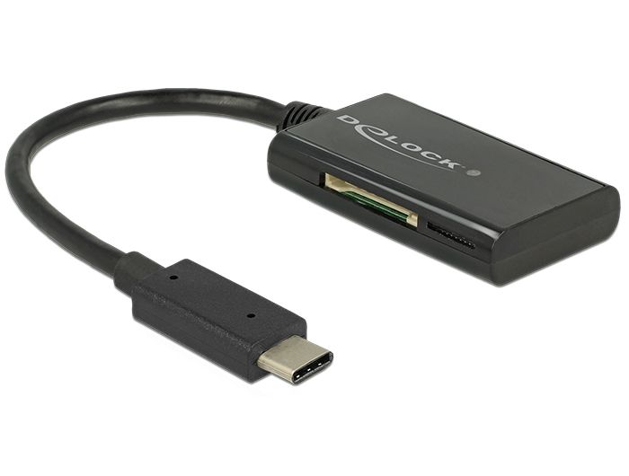 DeLock USB 3.1 Gen 1 USB Type-C male 4 Slots Card Reader Black