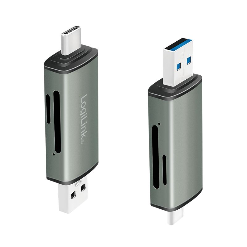 Logilink USB 3.2 Gen1 for SD and microSD Card Aluminum Case Card Reader Silver