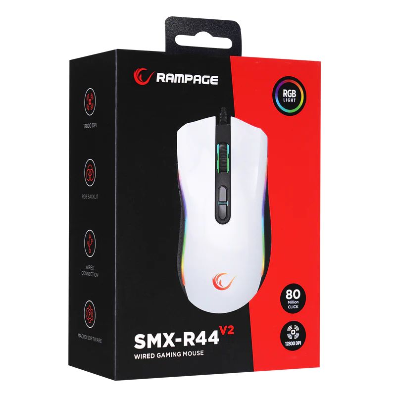 Rampage SMX-R44 V2 Macro Gaming Mouse White