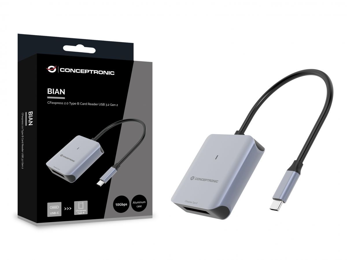 Conceptronic  BIAN08G CFexpress 2.0 Type B Card Reader USB 3.2 Gen 2 Grey