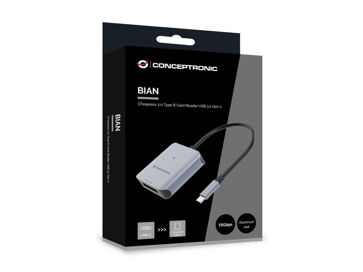 Conceptronic  BIAN08G CFexpress 2.0 Type B Card Reader USB 3.2 Gen 2 Grey