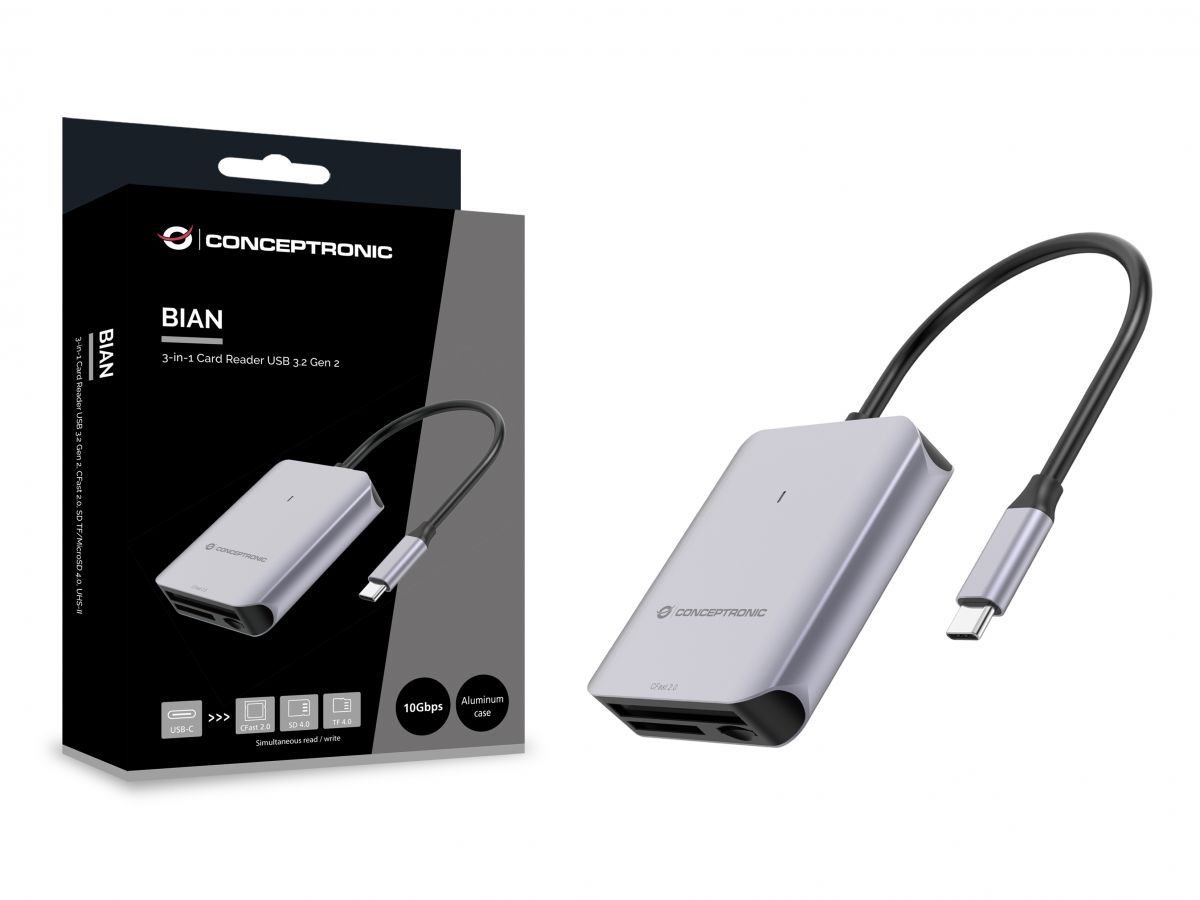 Conceptronic  BIAN09G 3-in-1 Card Reader Grey