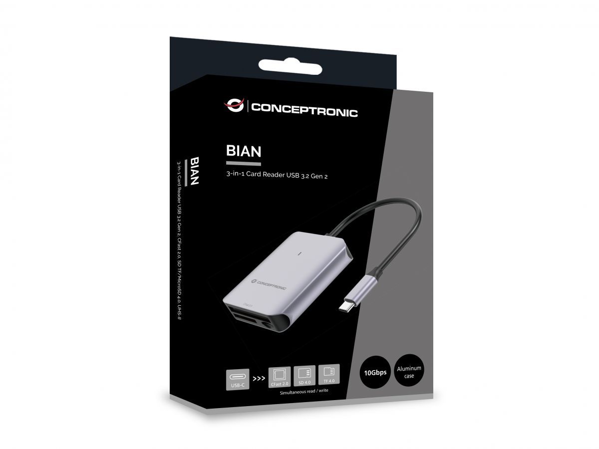 Conceptronic  BIAN09G 3-in-1 Card Reader Grey