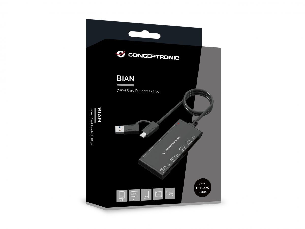 Conceptronic  BIAN10B 7-in-1 Card Reader Black