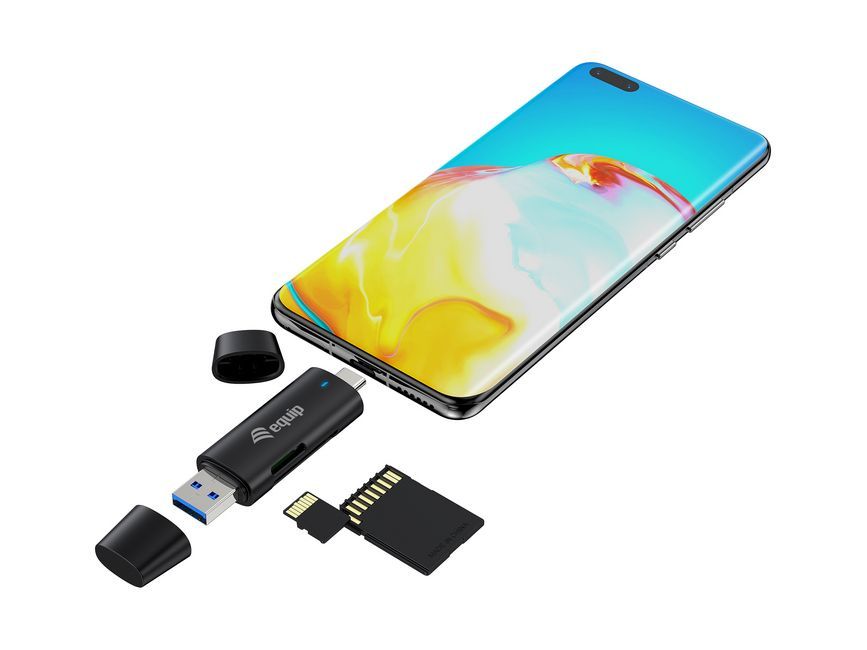 EQuip Dual Connector Card Reader Black