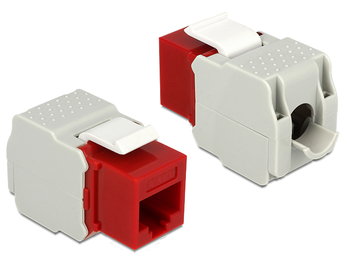 DeLock Keystone Module RJ45 jack > LSA Cat.6 UTP Red