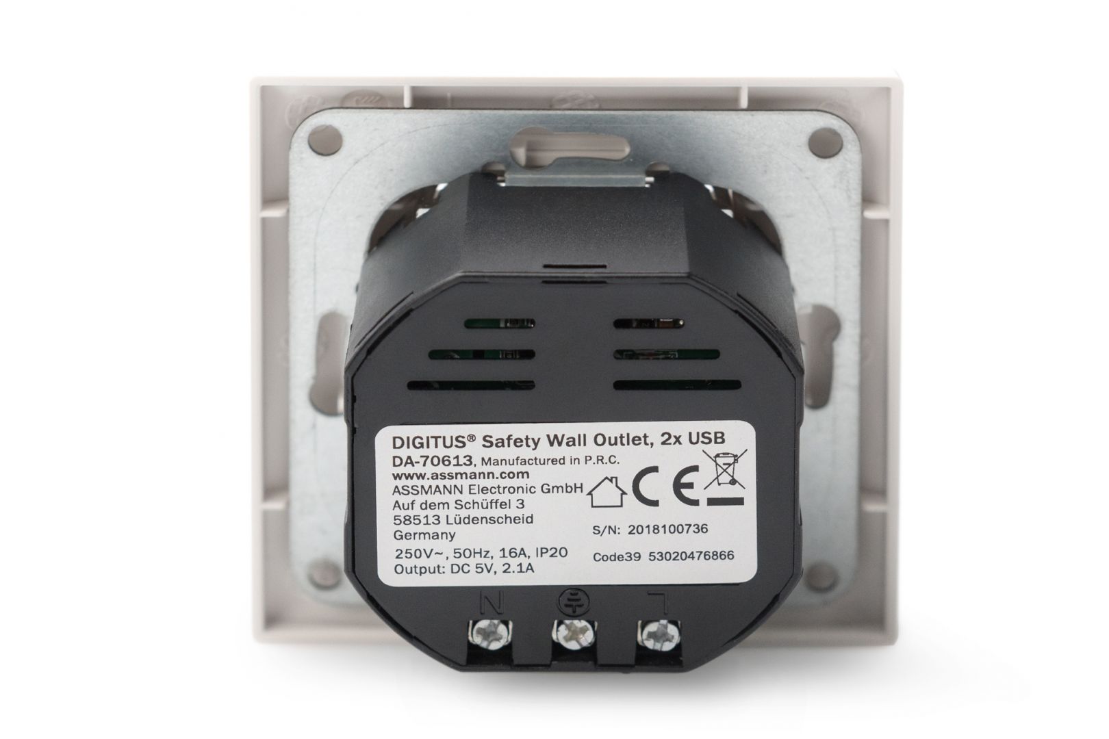 Digitus DA-70613 csatlakozóaljzat 2x USB White