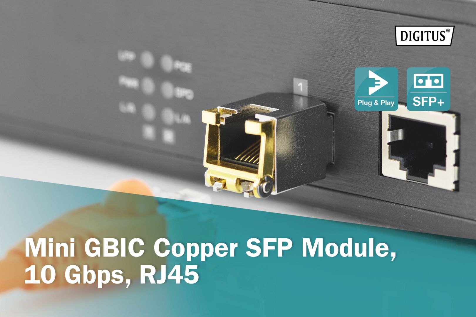 Digitus DN-81210 halózati adó-vevő modul Réz 10000 Mbit/s SFP
