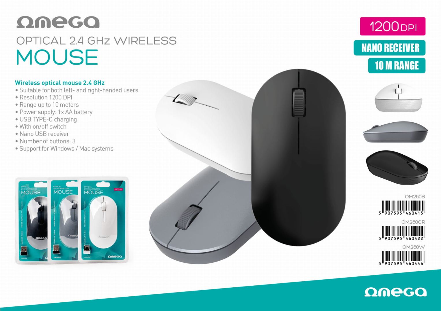 Platinet Omega OM260GR Wireless Mouse Grey