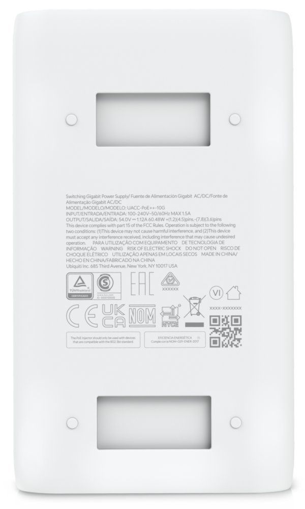 Ubiquiti UniFi 10G PoE++ Adapter (60W) White