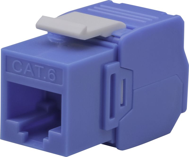 Nestron Keystone UTP csatlakozó; Cat6; 180°; szerszám nélkül szerelhető; kék