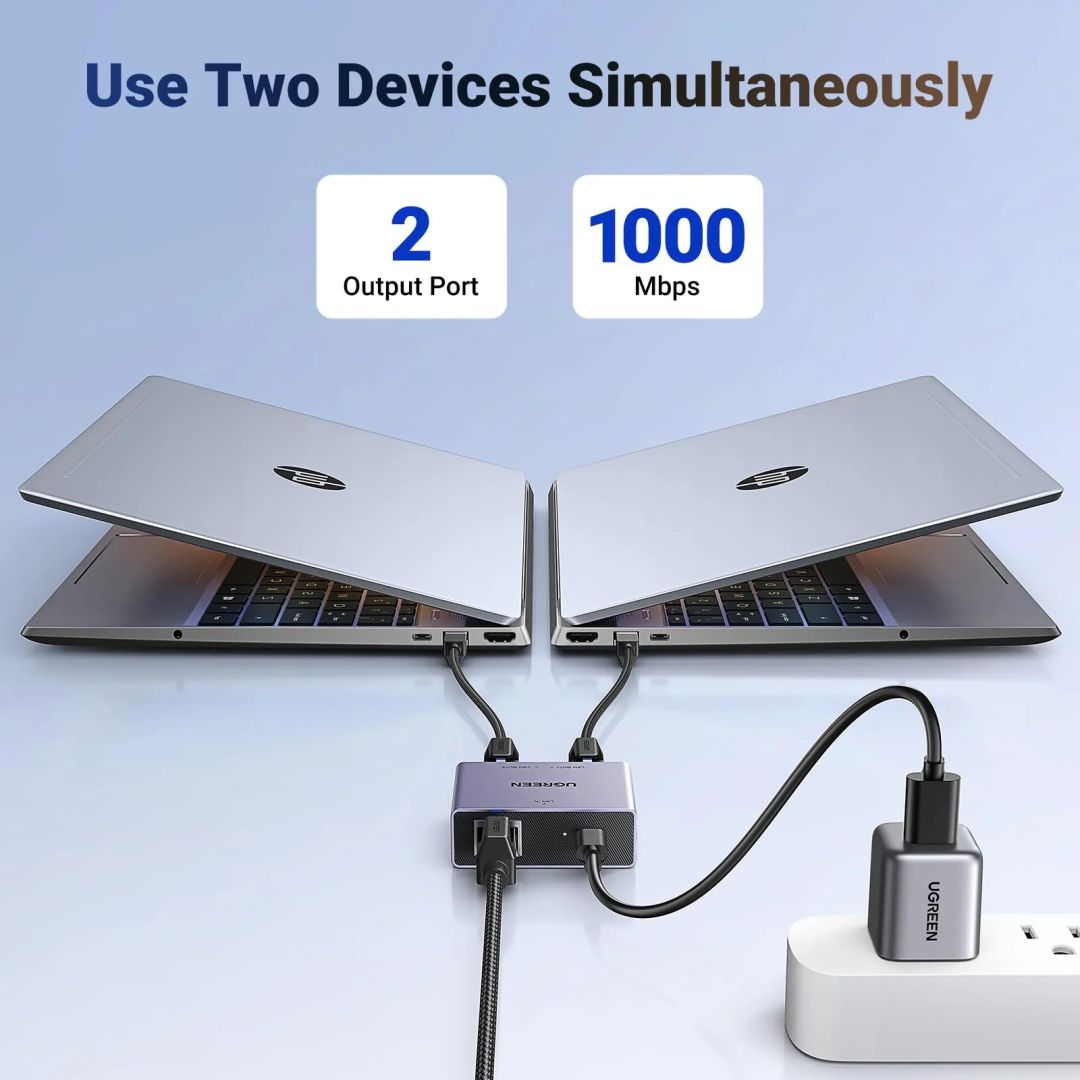 UGREEN Eternet 1 to 2 1000Mbps LAN Splitter Grey