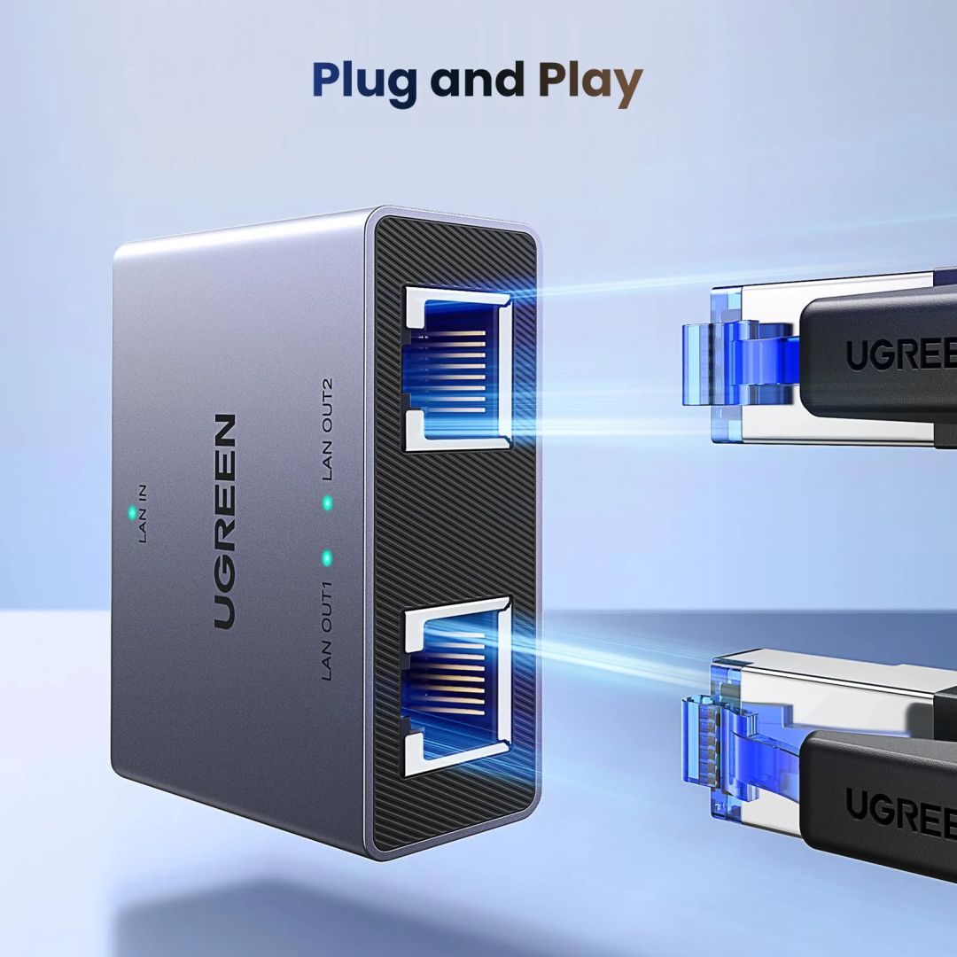 UGREEN Eternet 1 to 2 1000Mbps LAN Splitter Grey