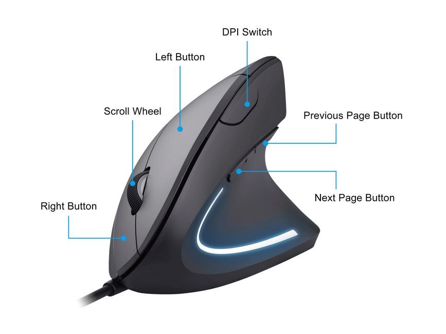 EQuip Vertical Ergonomic Wired Mouse Black