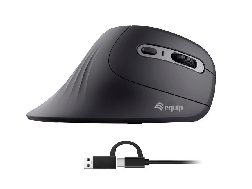 EQuip Vertical Ergonomic Wired Mouse Black