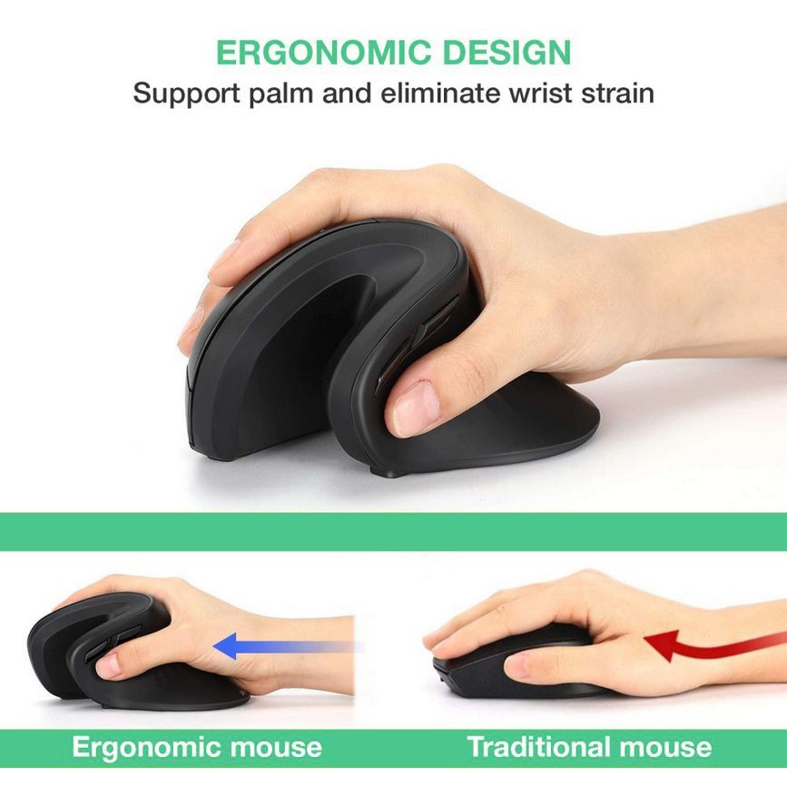 EQuip Vertical Ergonomic Wired Mouse Black
