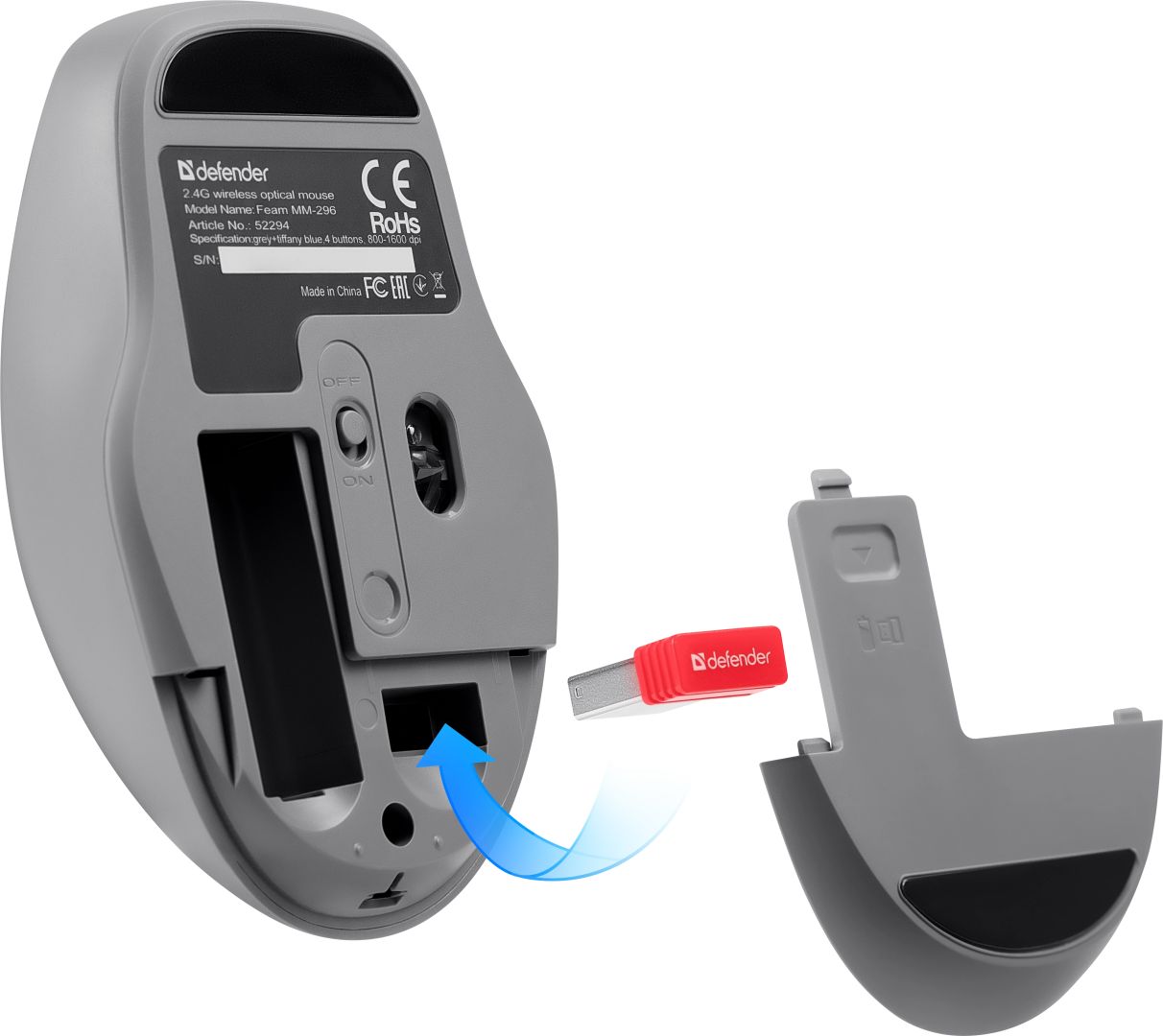 Defender Feam MM-296 Wireless Mouse Mint