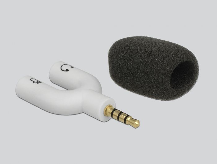 DeLock Condenser Microphone Uni-Directional for Smartphone / Tablet 3.5 mm 4 Pin Stereo Jack 90° angleable Silver