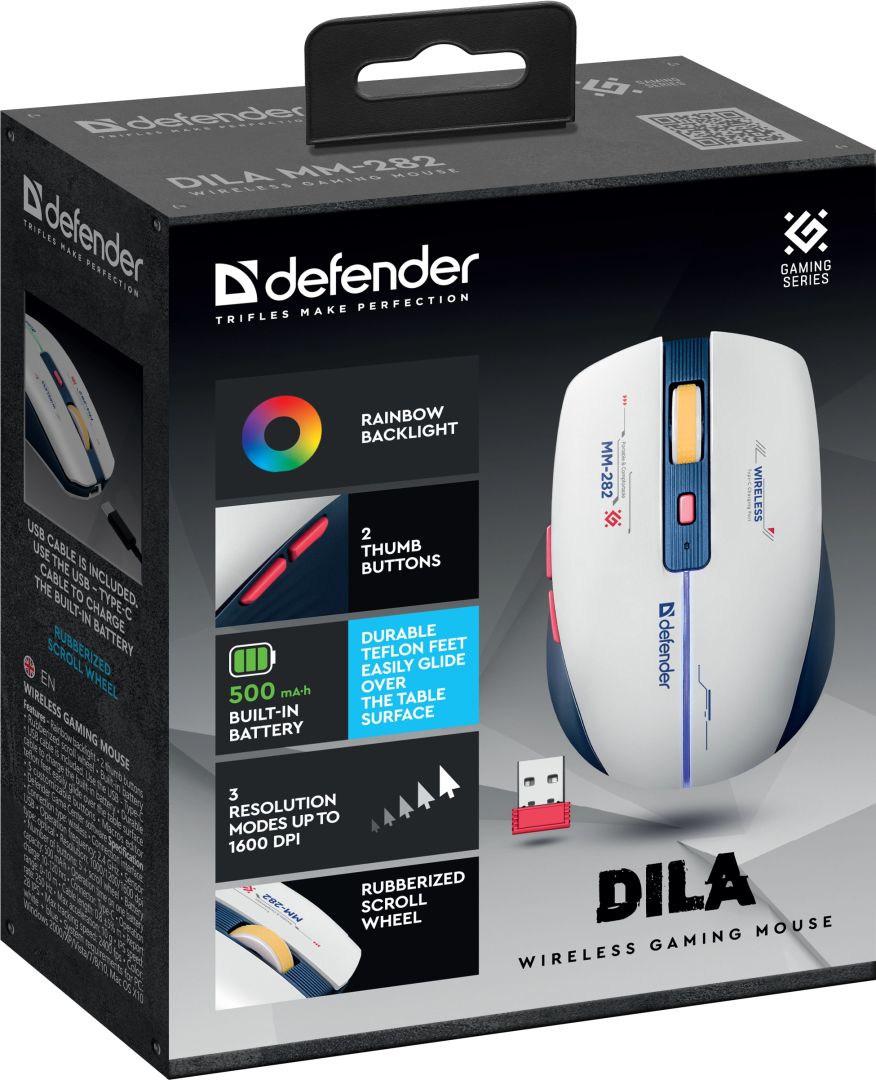Defender Dila MM-282 Wireless Gaming Mouse White/Blue