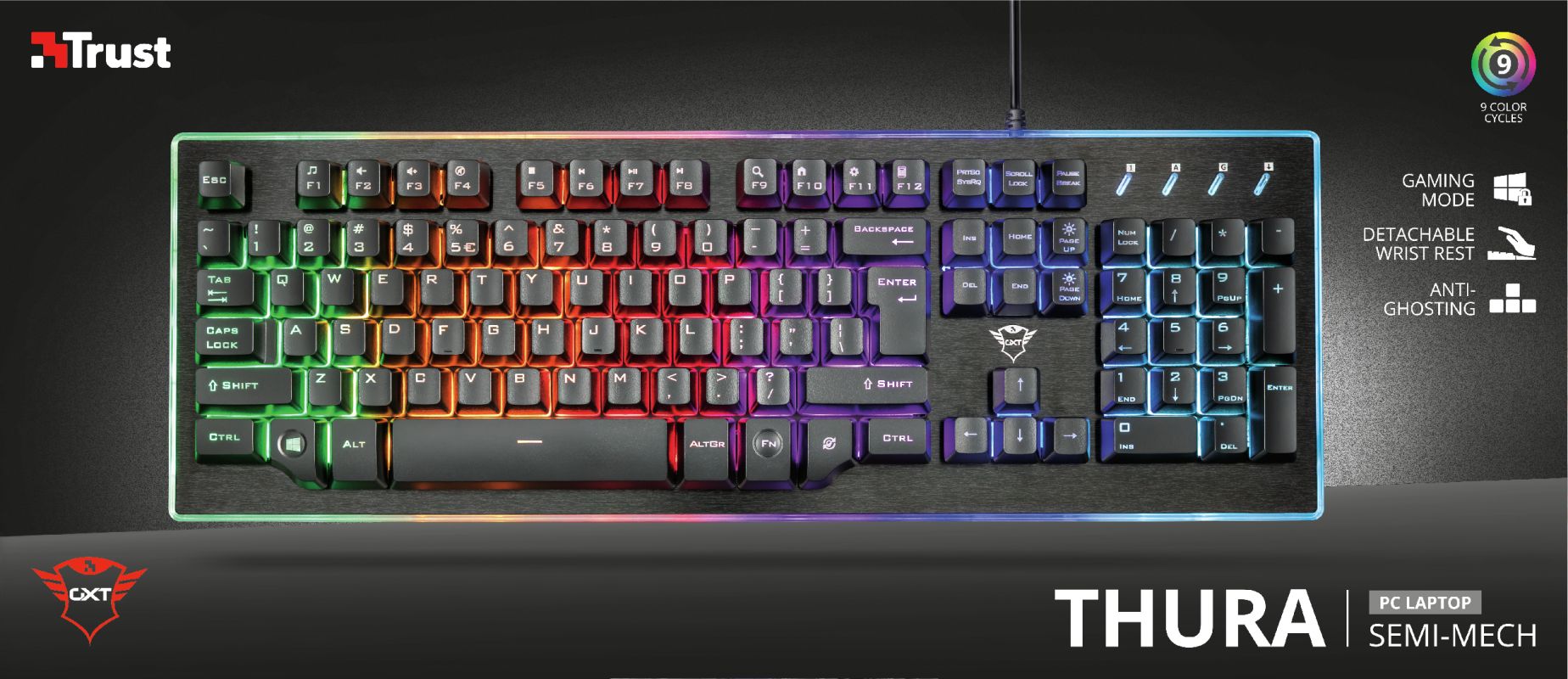 Trust GXT 860 Thura Semi-mechanical Keyboard Black UK