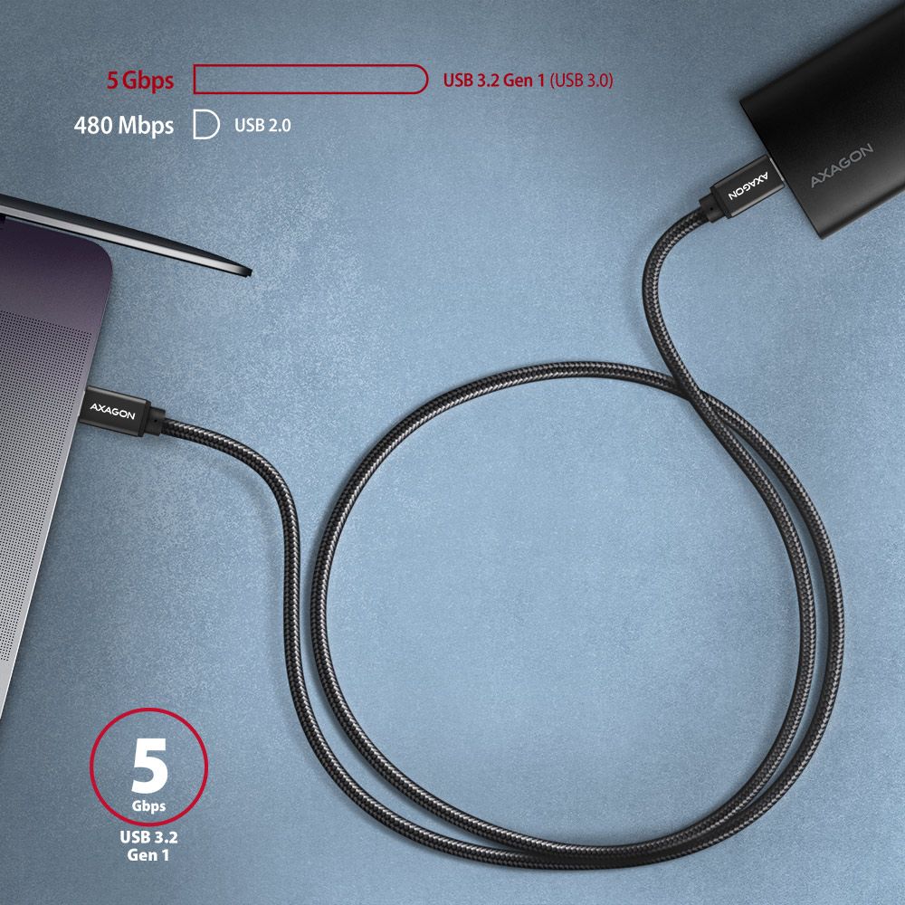 AXAGON BUCM3-CM15AB Speed USB-C > USB-C 3.2 Gen 1 Cable 1,5m Black