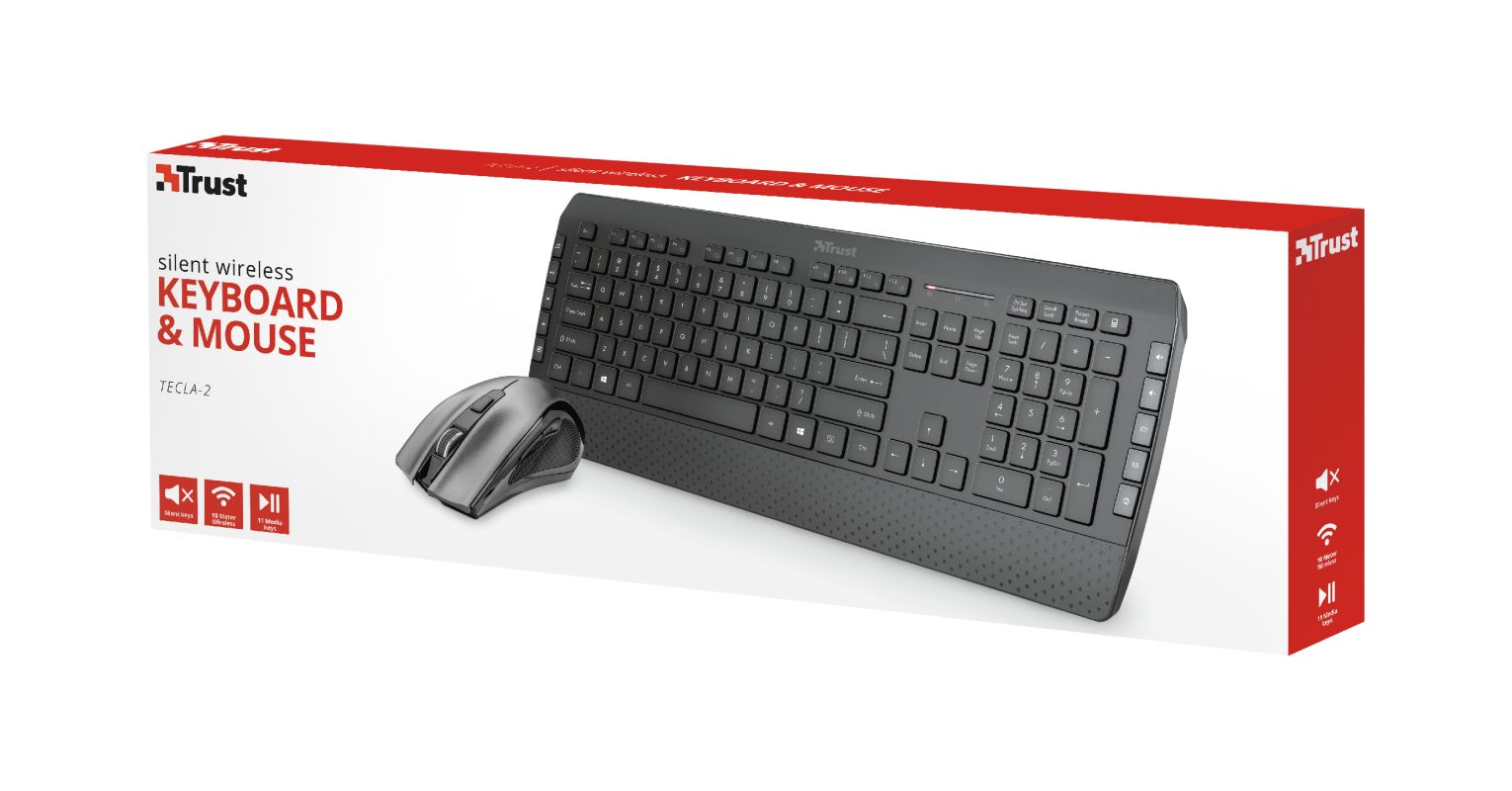 Trust Tecla-2 Wireless Keyboard + Mouse Black HU