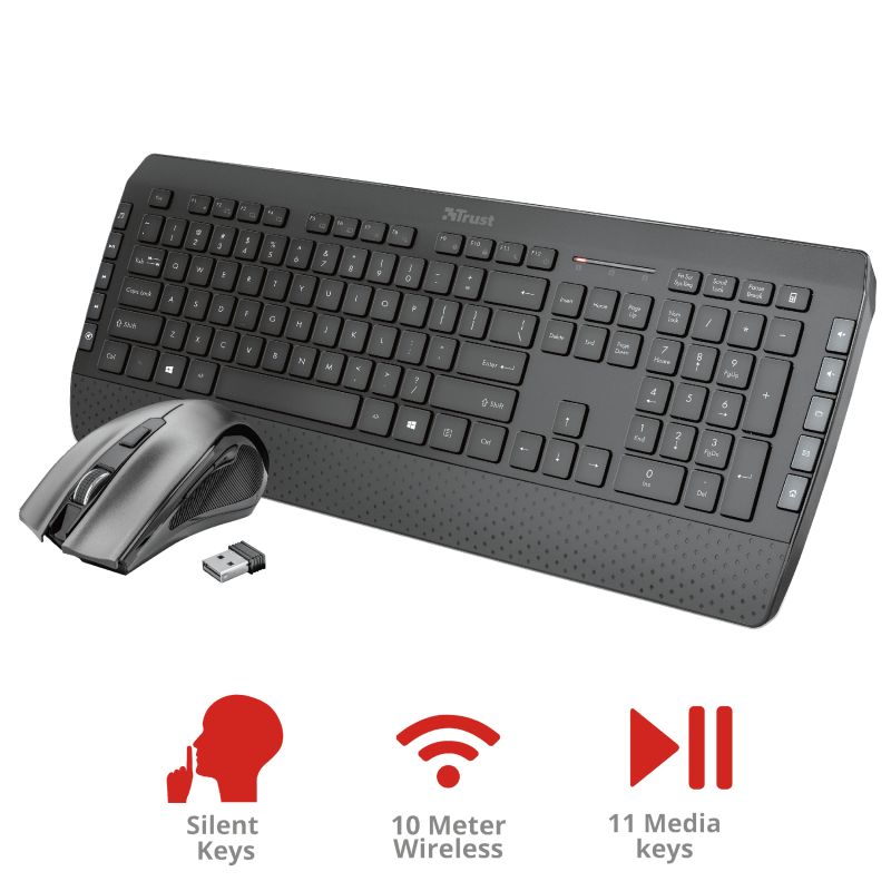 Trust Tecla-2 Wireless Keyboard + Mouse Black HU