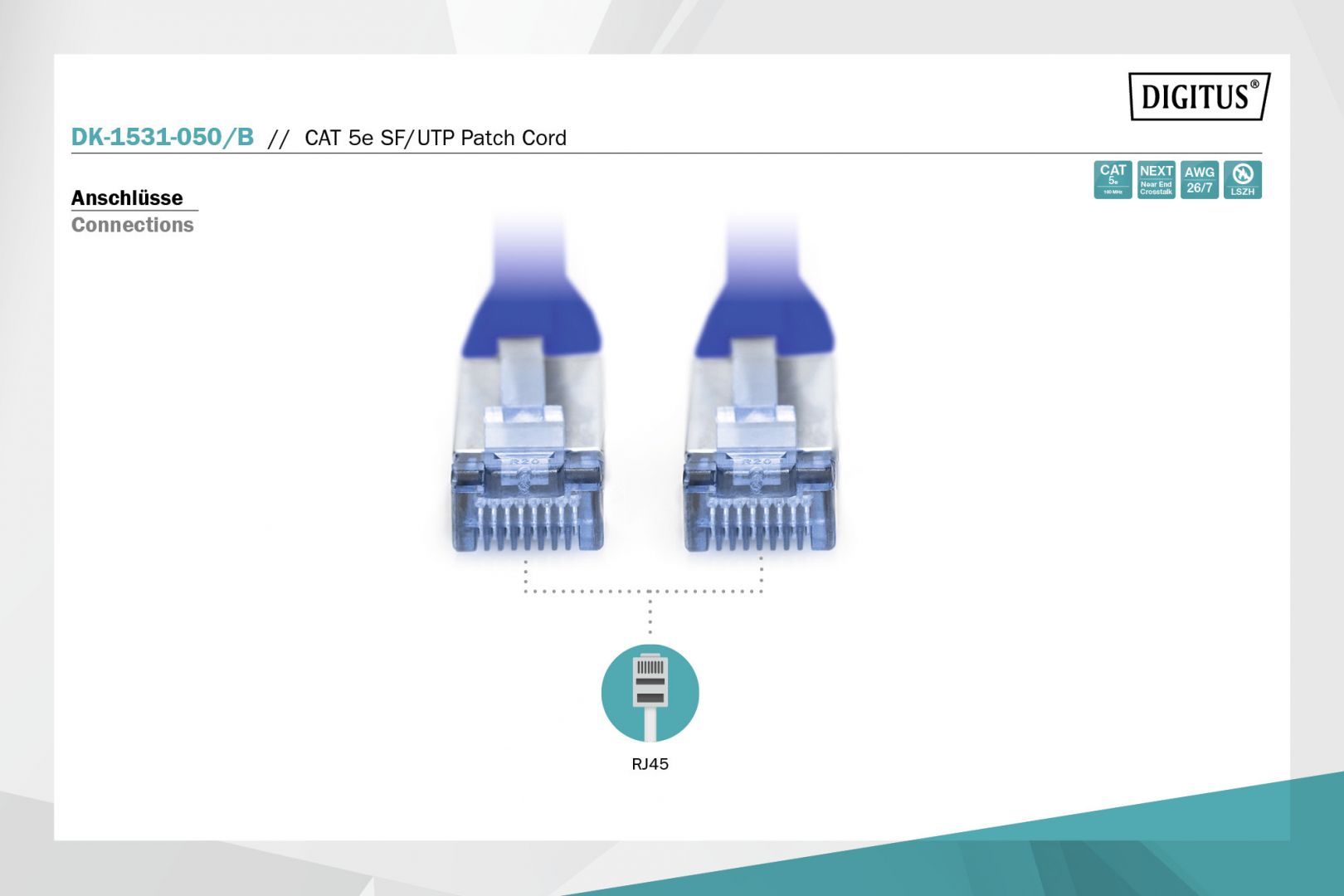 Digitus CAT5e SF-UTP Patch Cable 5m Blue