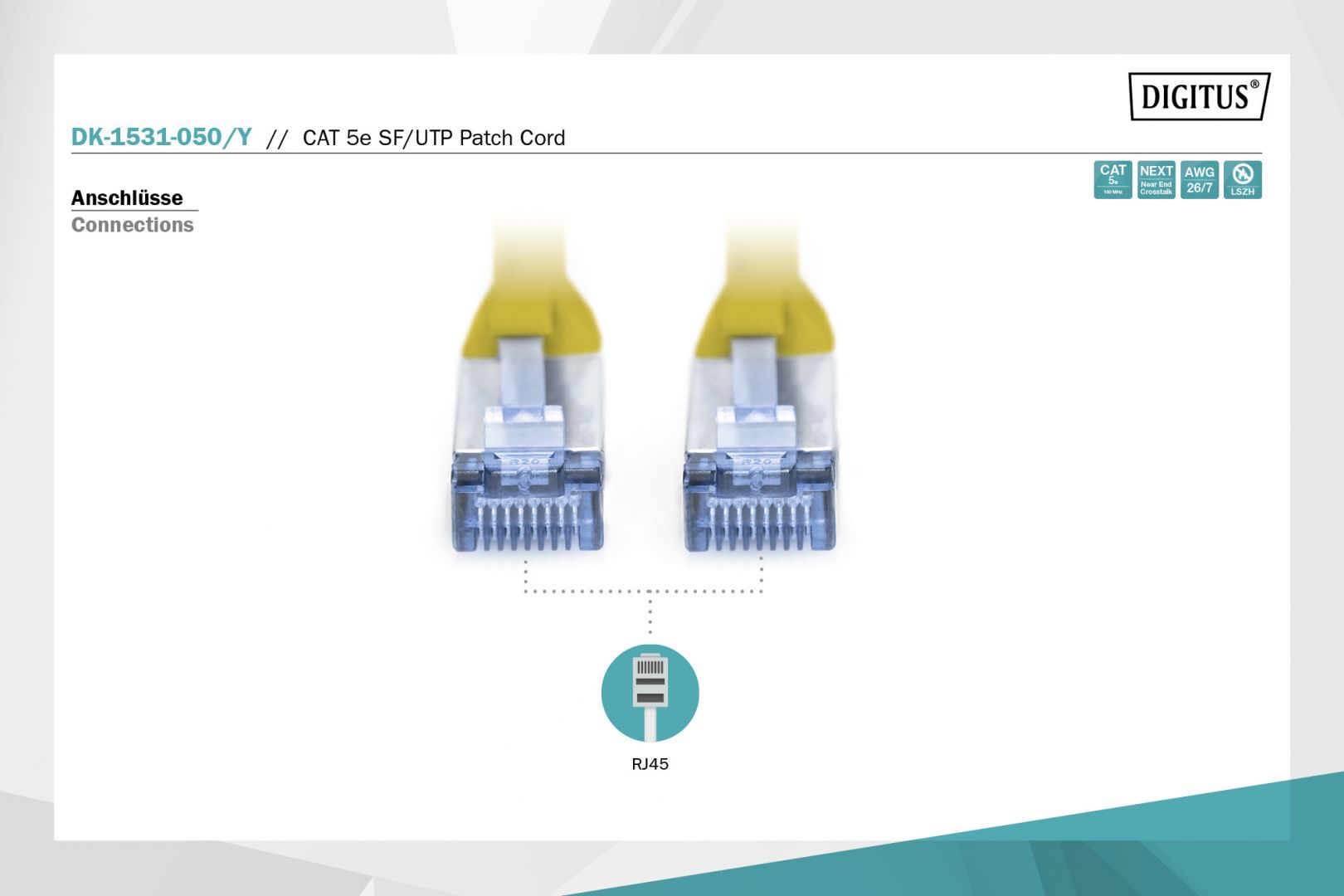 Digitus CAT5e SF-UTP Patch Cable 5m Yellow