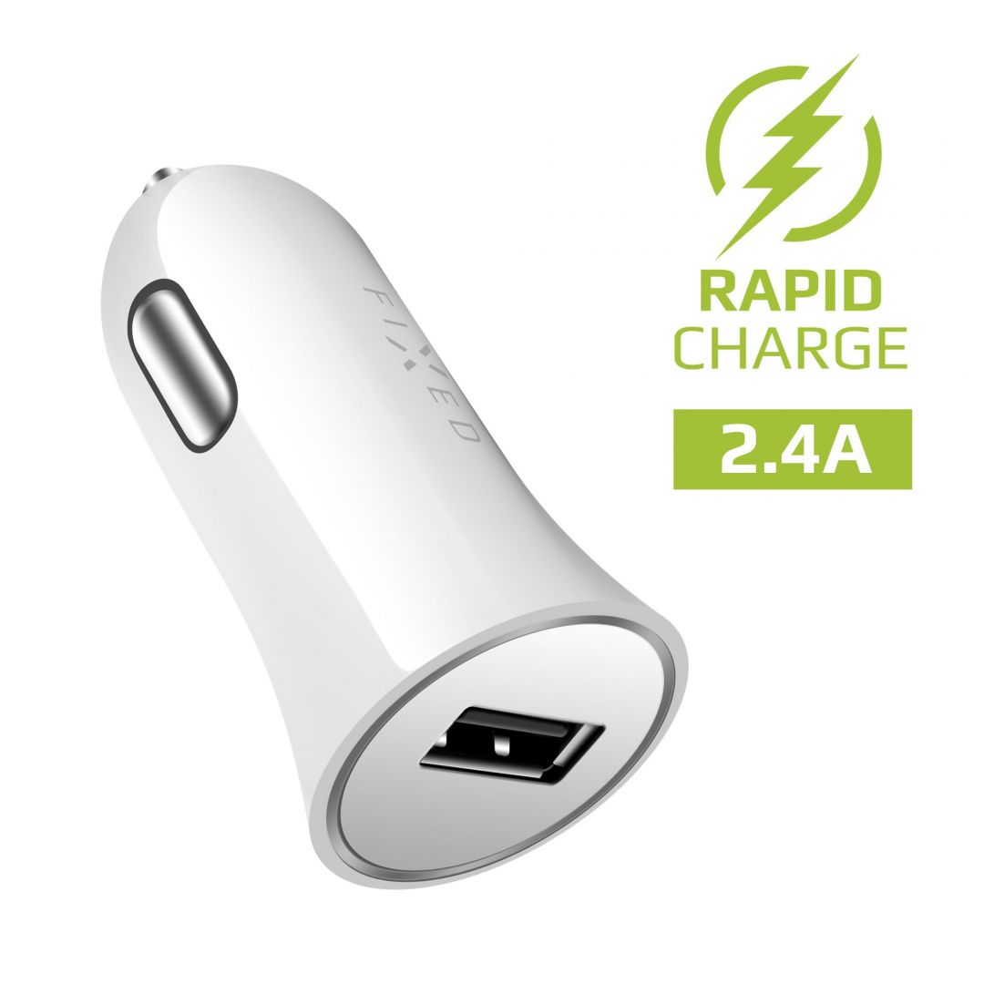 FIXED Car charger w/ USB output, 12W Fehér, Töltő