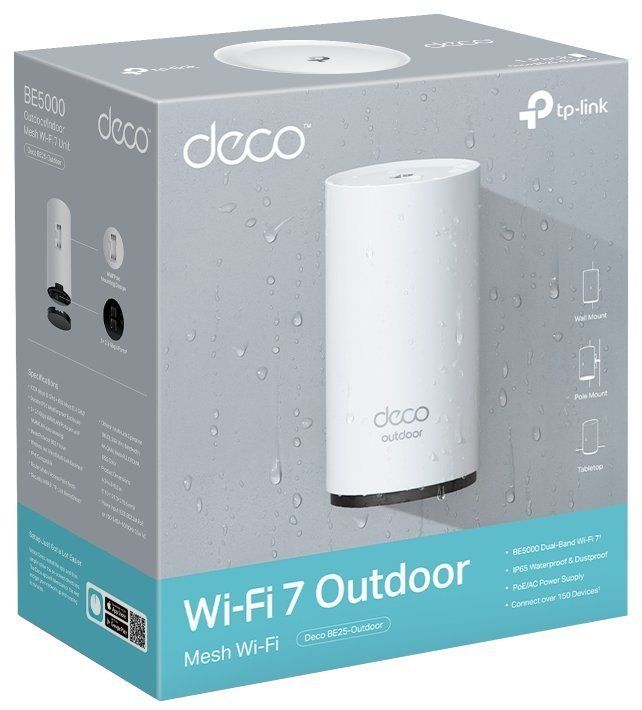 TP-Link Deco BE25-Outdoor BE5000 Outdoor / Indoor Mesh WiFi 7 Router (1 Pack)