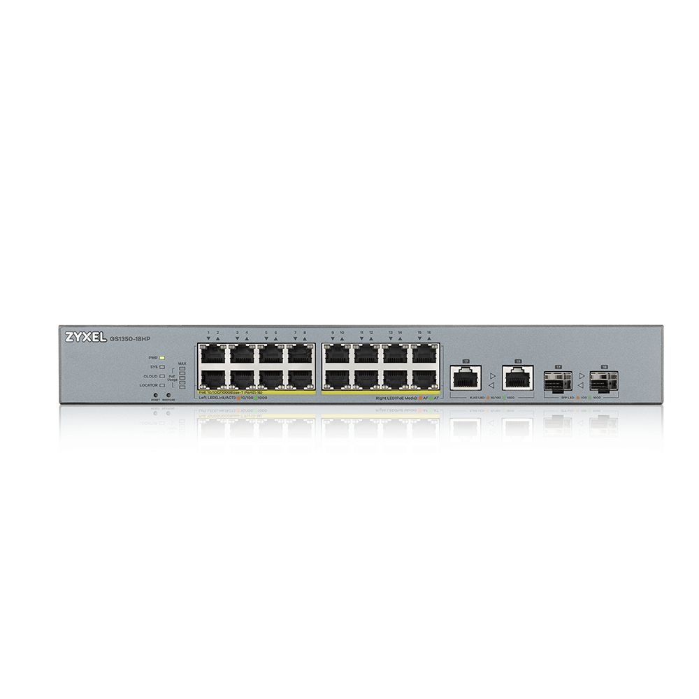 ZyXEL GS1350-18HP 16-port GbE Smart Managed PoE Switch with GbE Uplink 