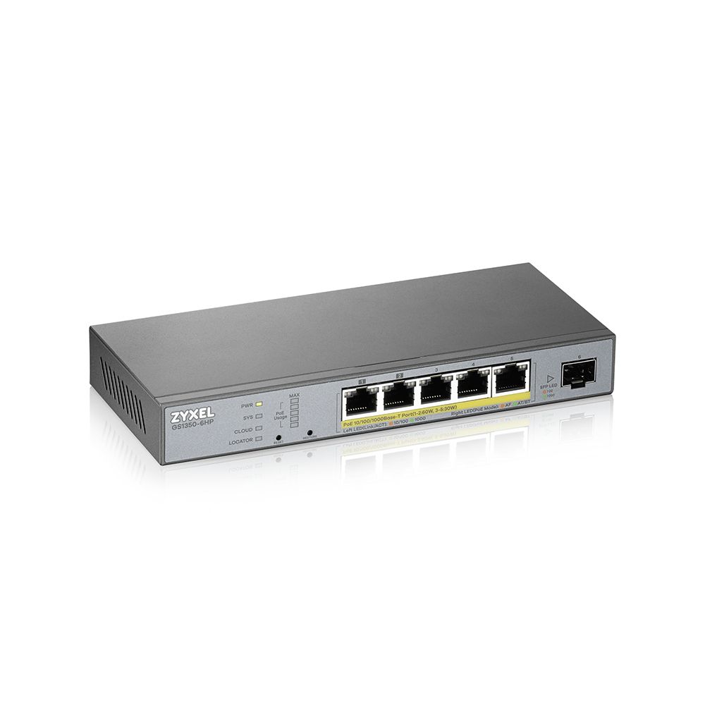 ZyXEL GS1350-6HP 5-port GbE Smart Managed PoE Switch with GbE Uplink 