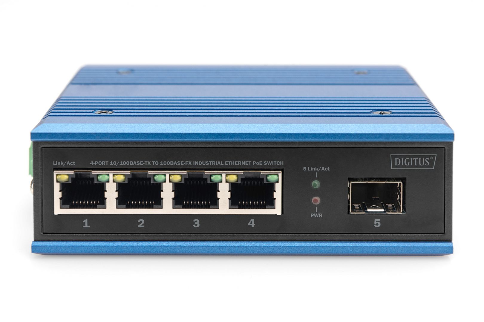 Digitus DN-651131 4-Port 10/100Base-TX to 100Base-FX Industrial Ethernet Switch Blue