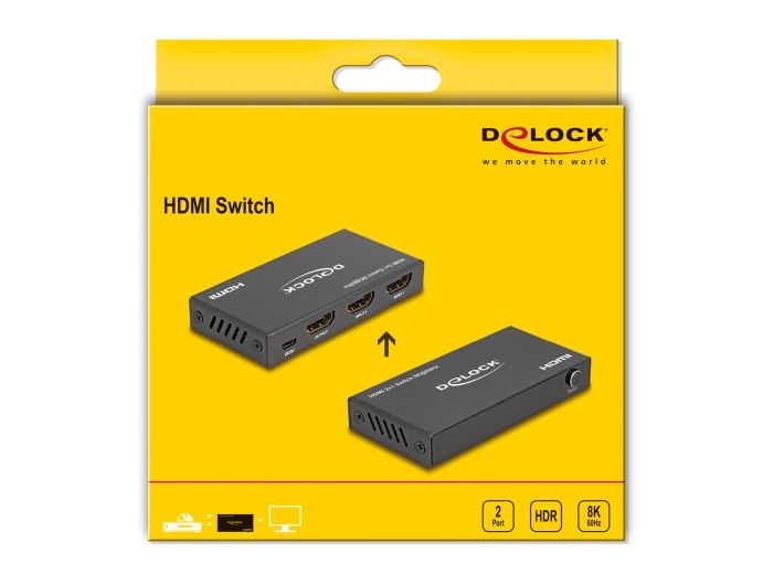 DeLock HDMI Switch 2xHDMI in to 1xHDMI out 8K 60 Hz 4 port