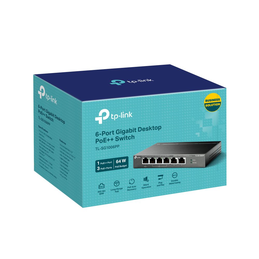 TP-Link TL-SG1006PP 6-Port Gigabit Desktop Switch with 3-Port PoE+ and 1-Port PoE++