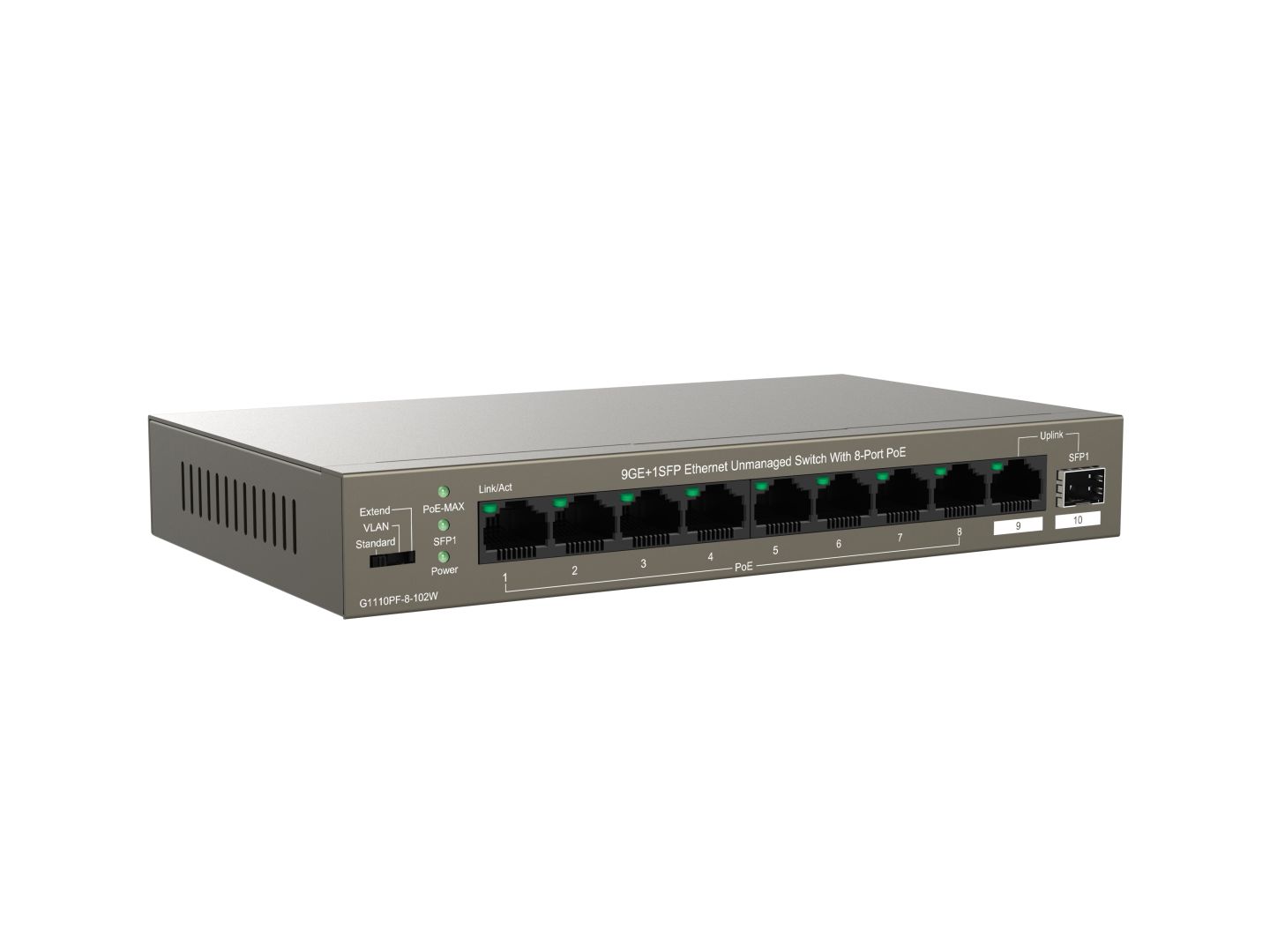 IP-COM G1110PF-8-120W 9GE+1SFP Ethernet Unmanaged Switch With 8-Port PoE